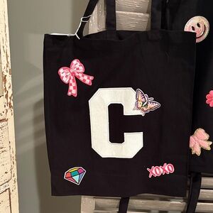 XOXO Black Tote with Colorful Patches